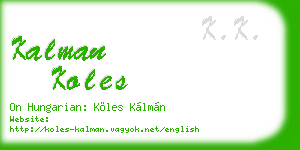 kalman koles business card